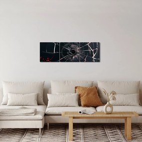 Tablou abstract - sticla spartă (cu ceas) (90x30 cm)