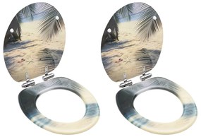 vidaXL Scaune WC, capac silențios, 2 buc., MDF, model plajă