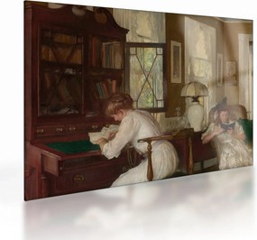 Tablou pe sticlă - Edmund Tarbell, Josephine and Mercie, reproducere (70x50 cm)