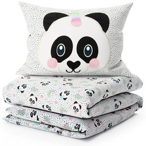 Lenjerie de pat din bumbac pentru copii PANDA UNICORN alb Dimensiune lenjerie de pat: 60 x 70 cm | 140 x 200 cm