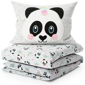 Lenjerie de pat din bumbac pentru copii PANDA UNICORN alb Dimensiune lenjerie de pat: 60 x 70 cm | 140 x 200 cm