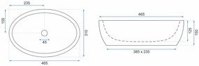 Lavoar pe blat Rea Shila alb oval 49 cm