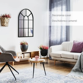 HOMCOM Oglindă Arcuită Modernă de Perete, 70x50 cm, Design Fereastră, Decor Sufragerie și Dormitor | Aosom Romania