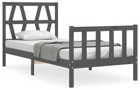 3192483 vidaXL Cadru de pat cu tăblie, gri, 100x200 cm, lemn masiv