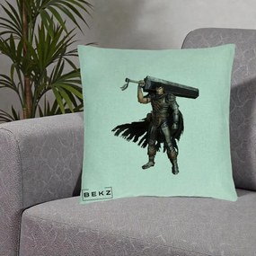 Perna Personalizata Berserk Guts Luptatorul Negru, 40x40 cm, Verde Menta, Husa Detasabila, Perna Inclusa, BEKZ®