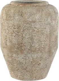 Vază decorativă, stil vintage patinat, culoare alb antichizat, din metal, „Aged White”