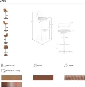 Scaun de bar pivotant cu inaltime reglabila Stool maro