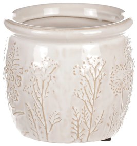 Ghiveci ceramic pentru flori de câmp, bej,diametru 11 cm x 10 cm