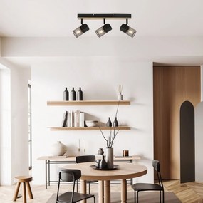 Plafoniera 3L design industrial Metta negru