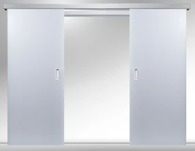 Usa glisanta dubla aplicata pe perete - Alb Toc de bordare 160-250 mm, 1640 x 2010 mm, Alb, Folie Decor