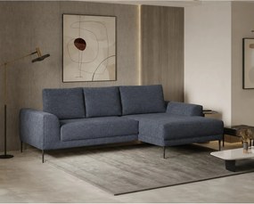 Coltar extensibil CAPITOL, sezlong dreapta, stofa catifelata gri inchi