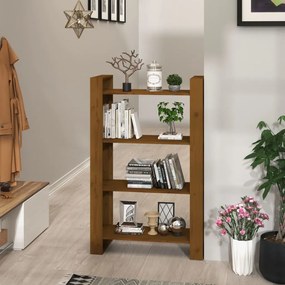 Bibliotecă/separator cameră maro miere 80x35x125 cm lemn masiv