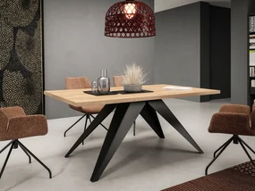 Masă sufragerie extensibilă Awalean 140 (Negru + Stejar craft auriu) (pentru 6-10 persoane). 1105357