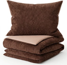 Lenjerie de pat reversibila TEDDY maro, lenjerie cocolino/microfibra Dimensiune lenjerie de pat: 2 buc 60 x 70 cm | 200 x 200 cm