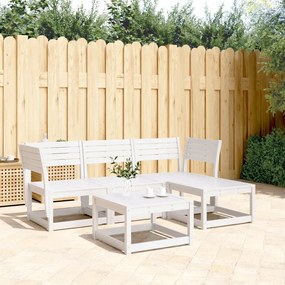 3216906 vidaXL Set mobilier relaxare de grădină, 4 piese, alb, lemn masiv pin
