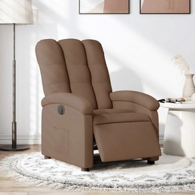 vidaXL Fotoliu rabatabil electric, maro, material textil