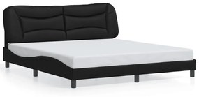 3213948 vidaXL Cadru de pat cu lumini LED, negru, 180x200 cm, piele ecologică