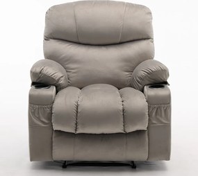 Fotoliu Masaj, Incalzire, rabatabil, sezut cu arcuri metalice, suport picioare extensibil, Catifea, Gri