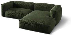 Colțar modular verde cu tapițerie din catifea (cu colț pe partea dreaptă/cu șezlong) Martina – Micadoni