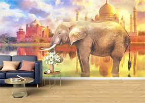 Tapet Premium Canvas - Elefant la Taj Mahal