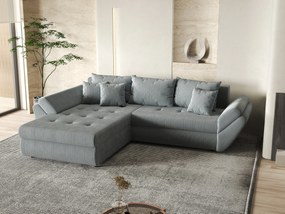 Colțar extensibil dumonde cu ladă de depozitare si sezut confortabil din spuma high-density, Loana Zoom Grey 270x185 cm