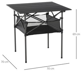 Outsunny Masă de Camping Pliabilă, Ușor de Transportat, Include Geantă de Călătorie, 70x70x69cm, Negru | Aosom Romania