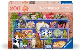 PUZZLE PENTRU VARSTNICI PISICUTE PE RAFT CU SABLON DE IMAGINE SI SUPORT DIN CARTON 200 PIESE MARI XL - RAVENSBURGER (RVSPA01367)