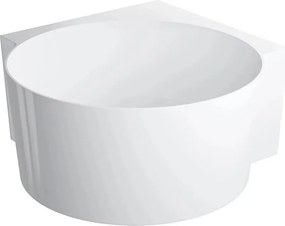 Cada pe colt asimetrica Omnires Ovo M+ compozit alb lucios 120x120 cm