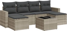 vidaXL Set canapele de grădină cu perne, 7piese gri deschis poliratan