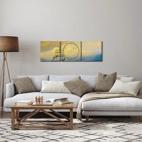 Tablou - Pictură barcă pe mare (cu ceas) (90x30 cm)