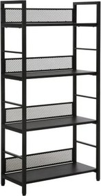 Etajera RAW R4, negru, PAL laminat/metal, 60x28x121 cm