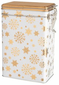 Doză de tablă Crăciun Altom Golden Snowflakes, 12 x 8 x 19 cm