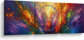 Tablou - Abstracție de flori (cu ceas) (90x30 cm)