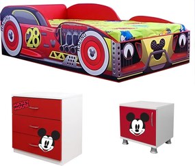 Pat masina Mickey cu comoda si noptiera cadou
