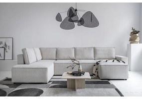 Colțar alb extensibil cu tapițerie din catifea reiată (cu colț pe partea stângă /în formă de "U") Brave Dave – Miuform