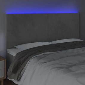 Tablie de pat cu LED, gri deschis, 200x5x118 128 cm, catifea 1, Gri deschis, 200 x 5 x 118 128 cm