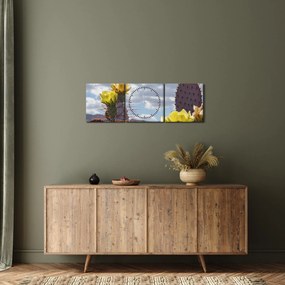 Tablou cu floarea de cactus Opunție (cu ceas) (90x30 cm)