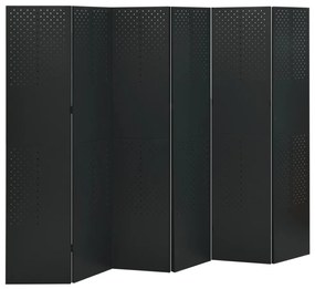 3095199 vidaXL Paravane de cameră cu 6 panouri,2 buc., negru, 240x180 cm, oțel