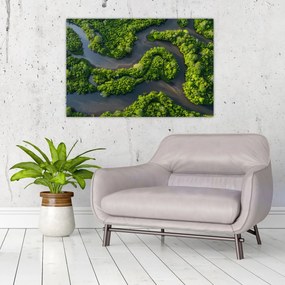 Tablou - Peisaj forestier cu râu (90x60 cm)