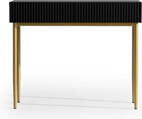 Consolă cu sertare Nicole 100 cm - negru mat / picioare aurii
