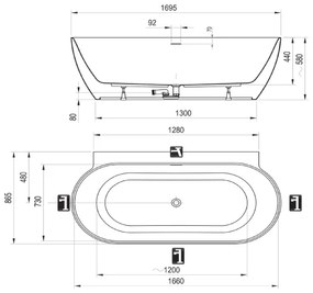 Ravak CC71A00000 - cadă FREEDOM 170 x 87 cm, acrilic, alb lucios