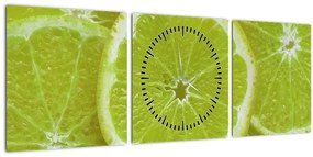 Tablou - lămâie tâiată (cu ceas) (90x30 cm)