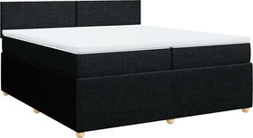 vidaXL Pat box spring cu saltea, negru, 200x200 cm, textil
