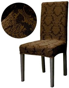 Set 6 huse elastice pentru scaune, model Jacquard, Maro