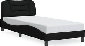 vidaXL Cadru de pat cu LED fără saltea Hvar țesătură neagră 80x200 cm