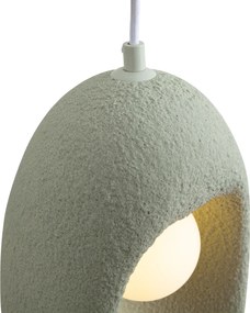 Japandi Pendant Lamp White with Organic Light Green Shade 3-Light - Moonstone