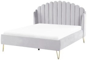 Pat matrimonial 140 cm Alise (gri) (cu somieră). 1077497