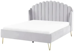 Pat matrimonial 140 cm Alise (gri) (cu somieră). 1077497