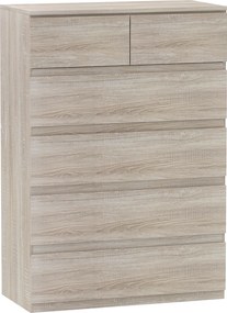 HOMCOM Comodă 6 sertare, mobilier de depozitare fără mânere design minimalist 80 x 39 x 115 cm lemn natural | Aosom Romania