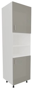 Corp haaus Karo, 2 Usi, cu spatiu cuptor, Gri Lucios/Alb, MDF, 60 x 57 x 210 cm